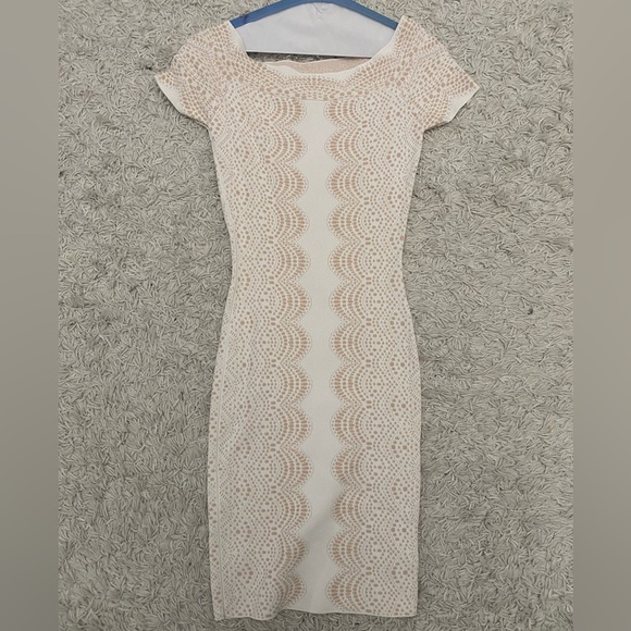 BCBG MAXAZRIA Bodycon Cream Dress - Picture 2 of 2